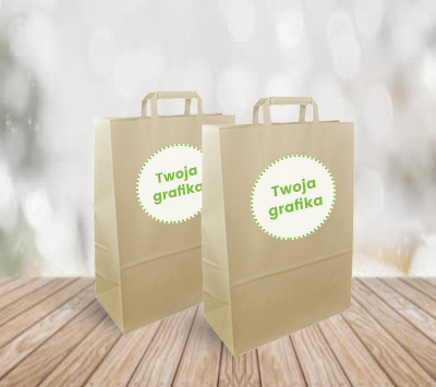 Klasyczne brązowe torby papierowe z nadrukiem - ekologiczna reklama w czystej postaci